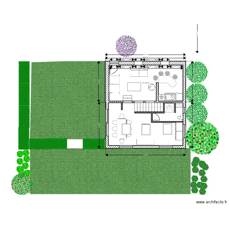 Grange Néblon. Plan de 2 pièces et 47 m2