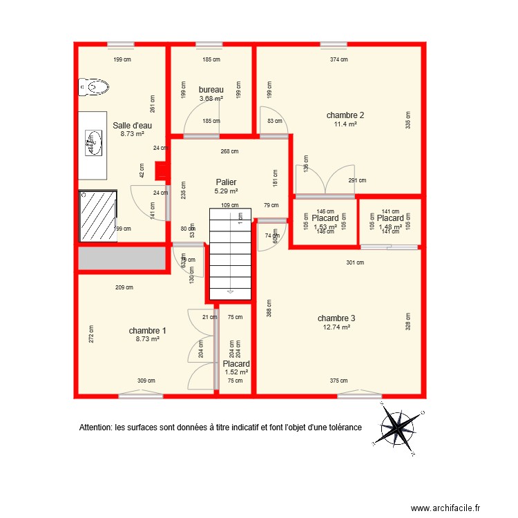 BI 3265 1er étage coté. Plan de 0 pièce et 0 m2