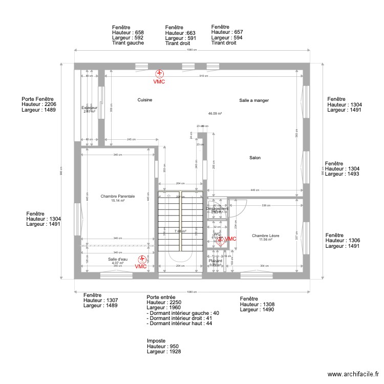 Plan maison Cote menuiserie. Plan de 0 pièce et 0 m2