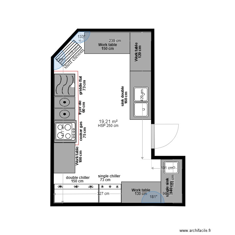 Alyassamin Restau 1. Plan de 1 pièce et 19 m2