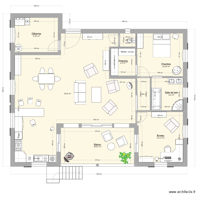BERNADETTE 3. Plan de 9 pièces et 132 m2