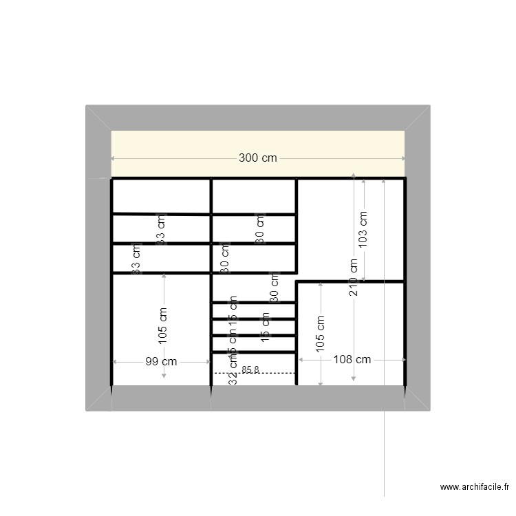 Placard Luis. Plan de 11 pièces et 7 m2