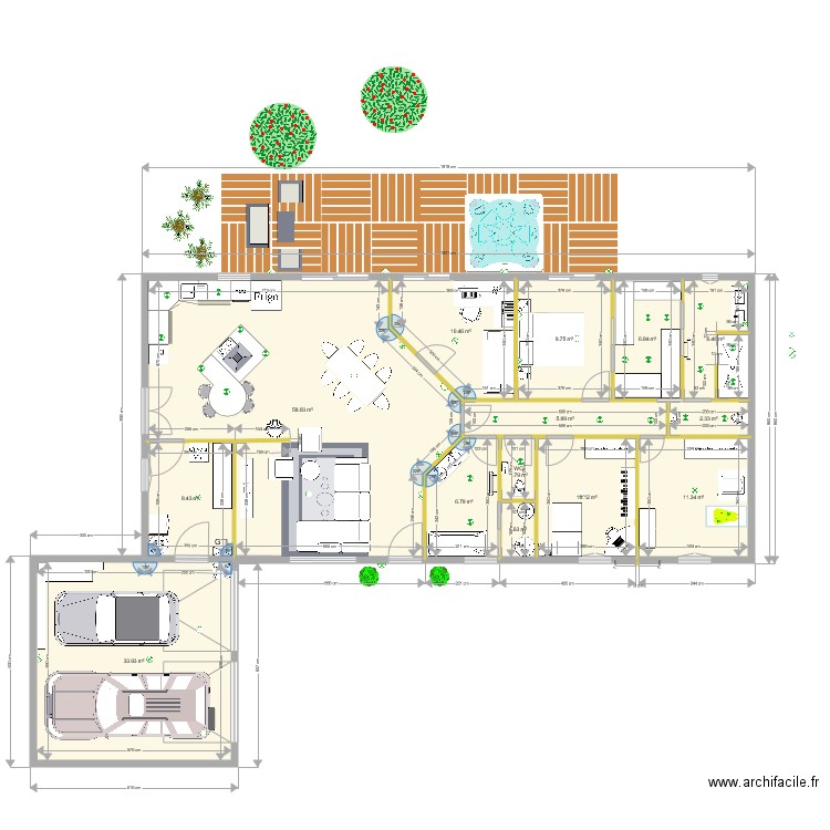 Armelle Nico 3 chambres version 5 lampes. Plan de 0 pièce et 0 m2