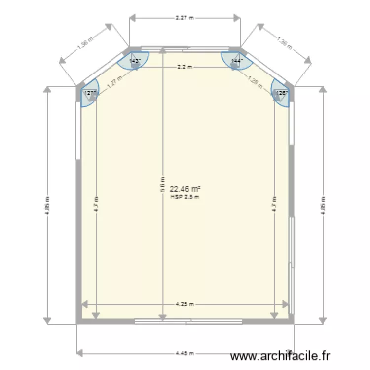 VERANDA 5 m&egrave;tres. Plan de 