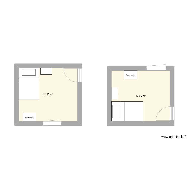 Chambres enfants ST BNB. Plan de 2 pièces et 22 m2