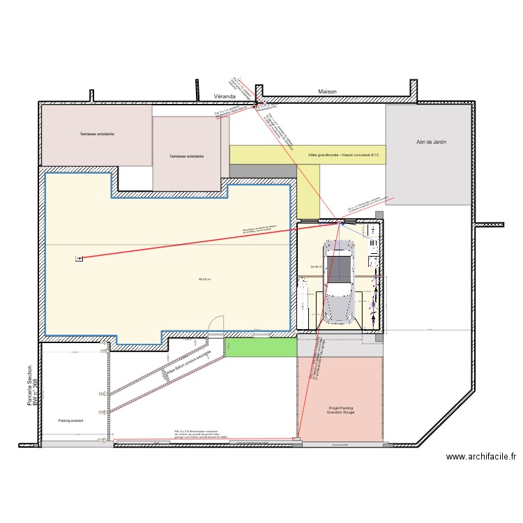 Plan d'électricité du garage. Plan de 2 pièces et 122 m2