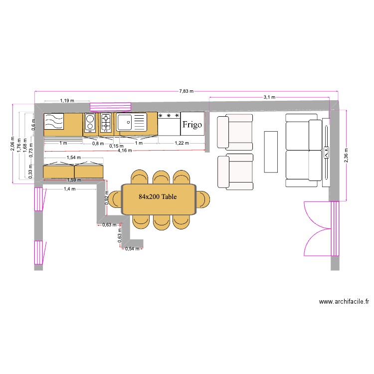 Cuisine 3. Plan de 0 pièce et 0 m2