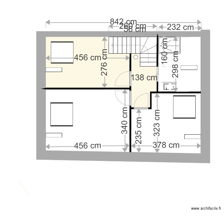 Plan remise  1 er etage  V9. Plan de 1 pièce et 18 m2