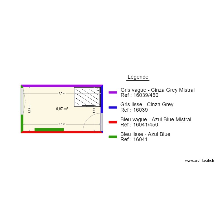 PLAN FAIENCE - SALLE DE BAIN. Plan de 1 pièce et 7 m2