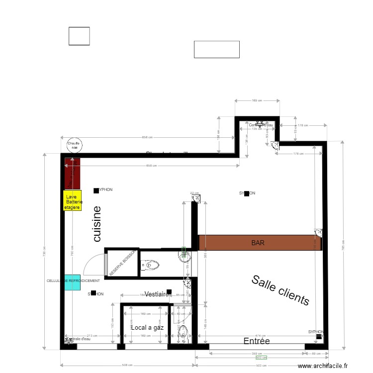 local kebab AB. Plan de 3 pièces et 69 m2