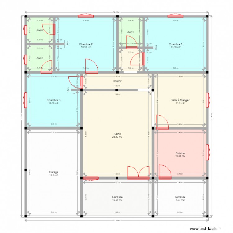 PLAN DE MAISON 2 PIECES. Plan de 14 pièces et 141 m2