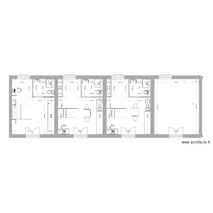 Aménagement studios projet 2. Plan de 0 pièce et 0 m2