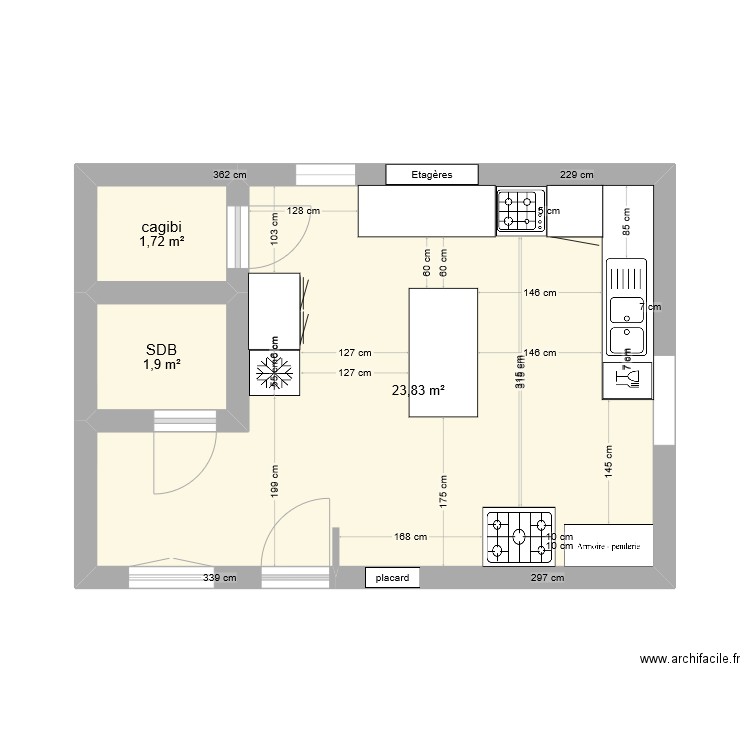 plan cuisine. Plan de 0 pièce et 0 m2