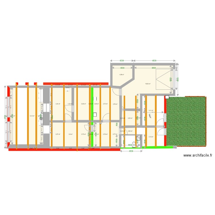 tonnara CHARPENTE. Plan de 37 pièces et 94 m2