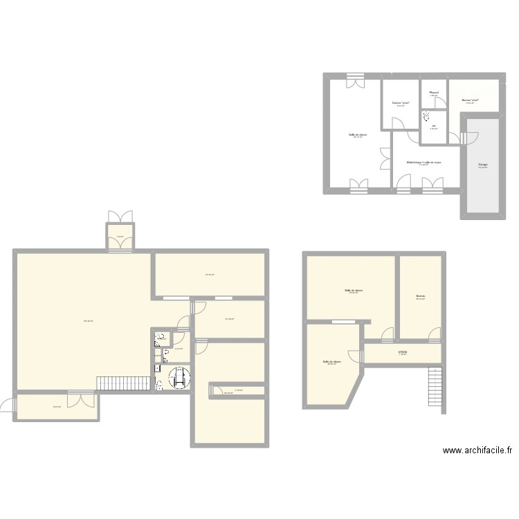 Plan après travaux. Plan de 7 pièces et 83 m2