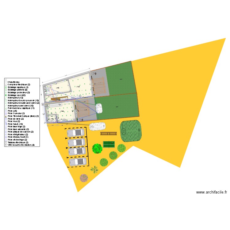 plan complet. Plan de 12 pièces et 255 m2