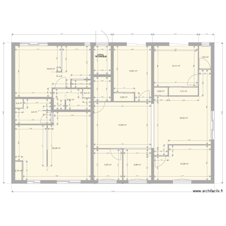 Yvrac SSOL Projet 4. Plan de 20 pièces et 138 m2