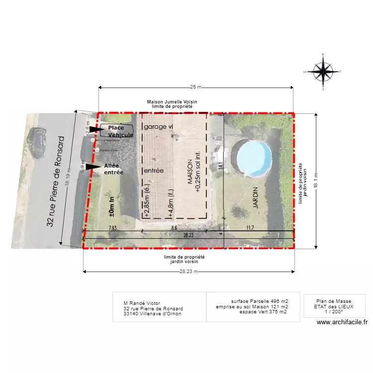 masse existant. Plan de 