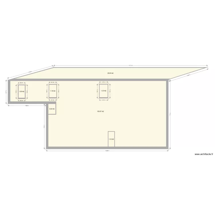 Facade cot&eacute; cour origine. Plan de 