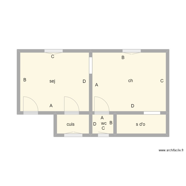 Perrin. Plan de 5 pièces et 31 m2