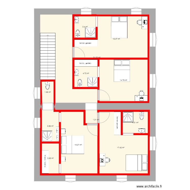 partie nuit situation 7. Plan de 0 pièce et 0 m2