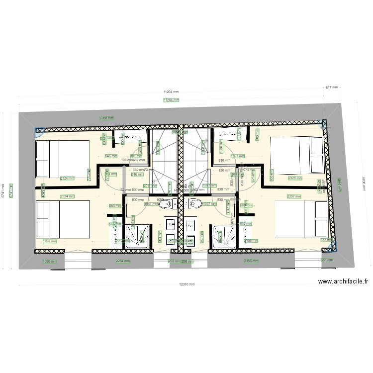 SCI sureau etage 1. Plan de 1 pièce et 51 m2