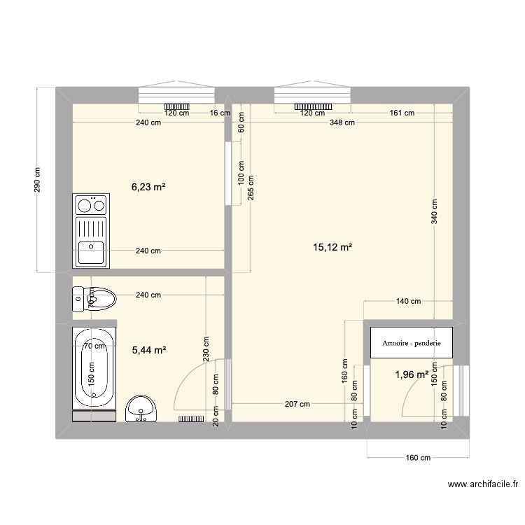 ERNEST. Plan de 4 pièces et 29 m2