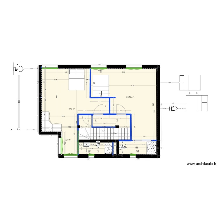 R+1 plan ANTONY maj. Plan de 6 pièces et 70 m2