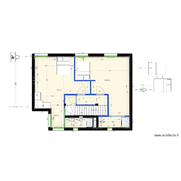 R+1 plan ANTONY maj. Plan de 8 pièces et 70 m2