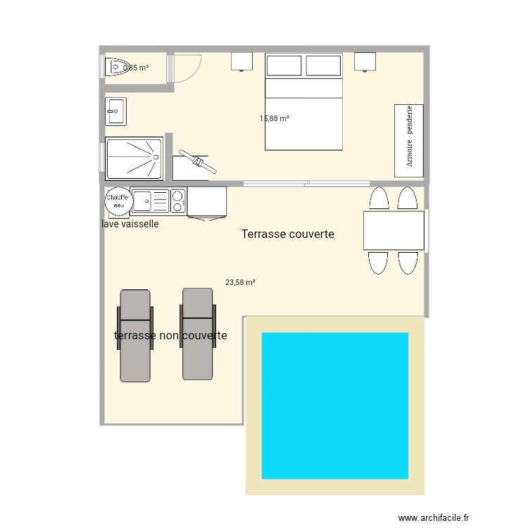 BUNGALOW PISCINE. Plan de 0 pièce et 0 m2