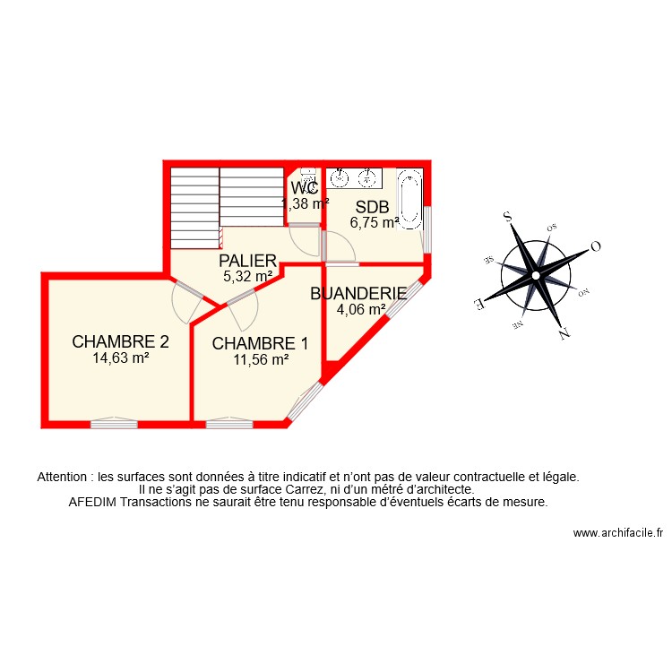 BI 8344 ETAGE. Plan de 10 pièces et 49 m2