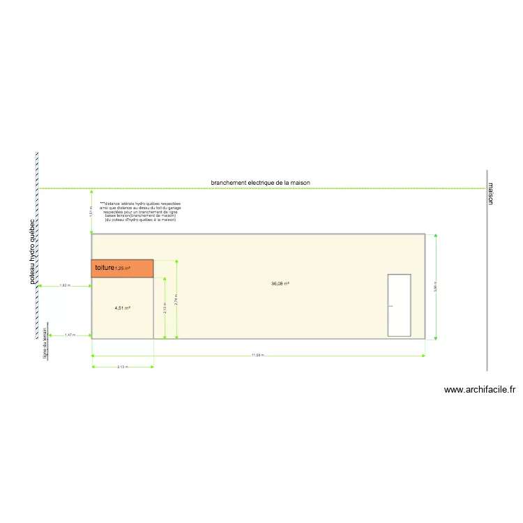 plan &eacute;l&eacute;vation cot&eacute; gauche garage. Plan de 