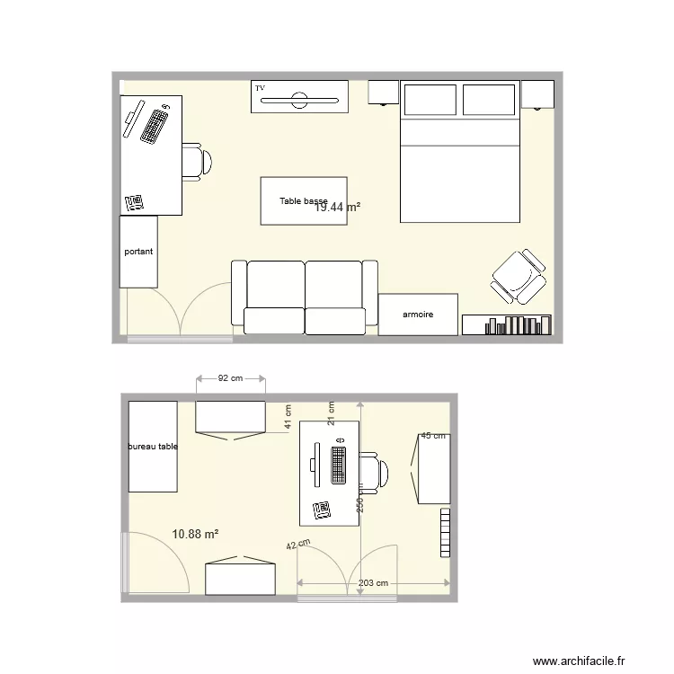 variante bureau VF1. Plan de 