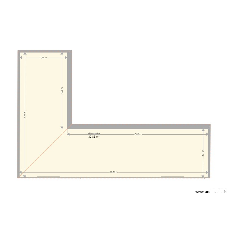 veranda. Plan de 1 pièce et 40 m2