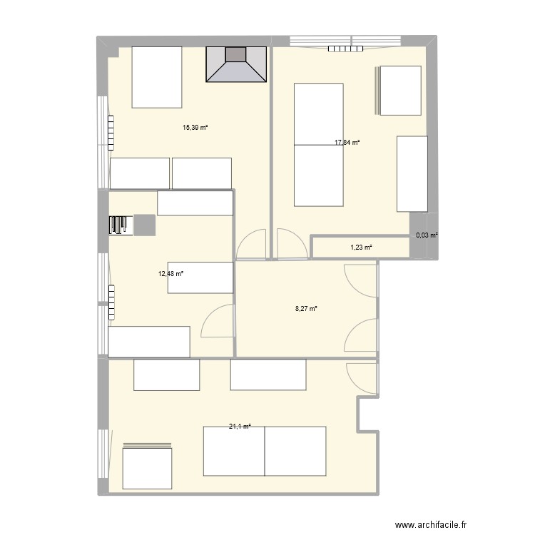 218-219-220  avec paillasse. Plan de 7 pièces et 76 m2