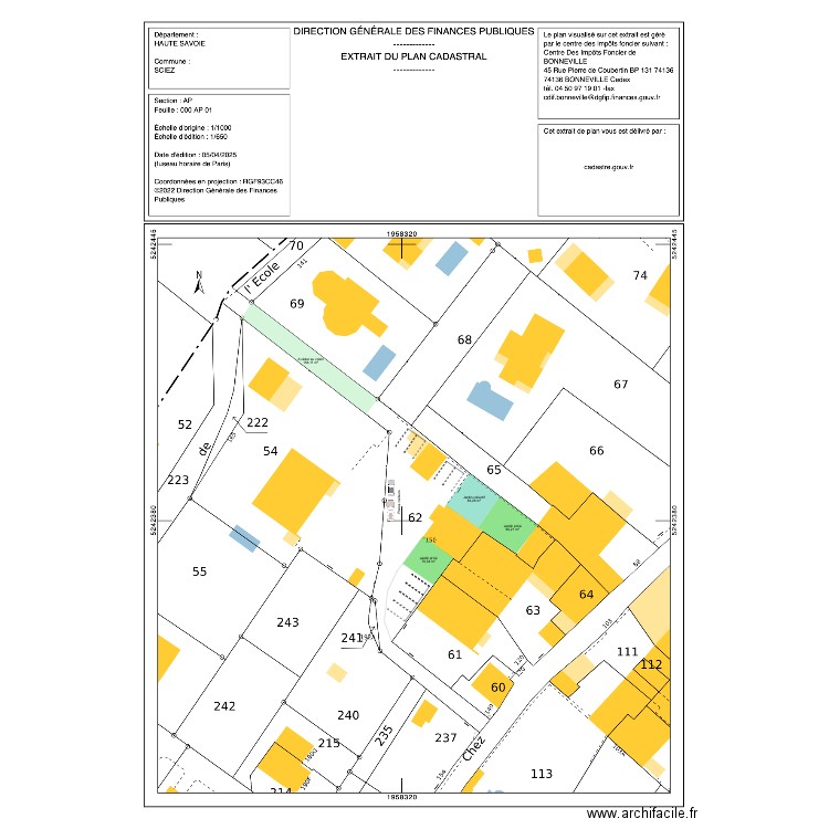 division copro sciez. Plan de 0 pièce et 0 m2