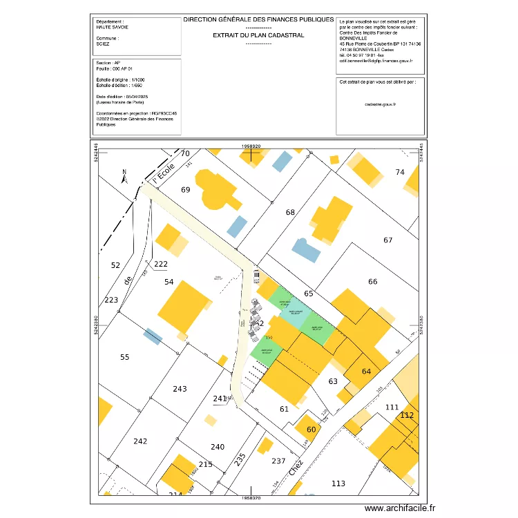 division copro sciez. Plan de 