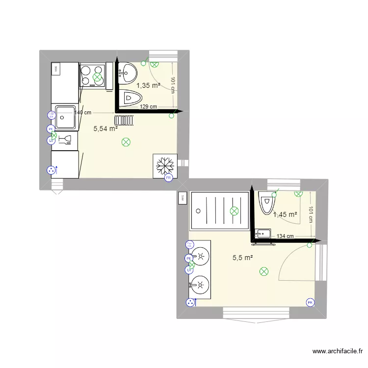 Cuisine temporaire Maison principale. Plan de 