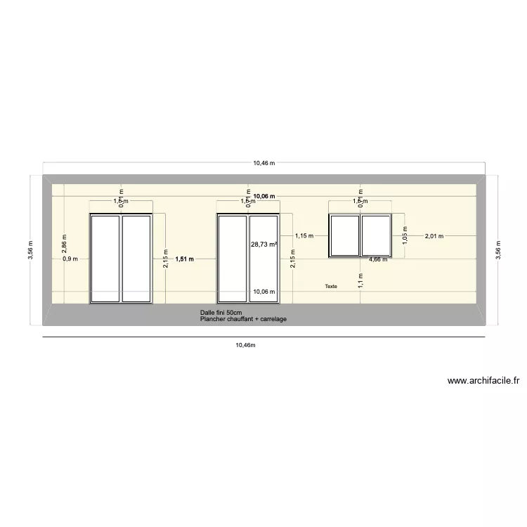 cot&eacute; extention. Plan de 1  et 29 m²