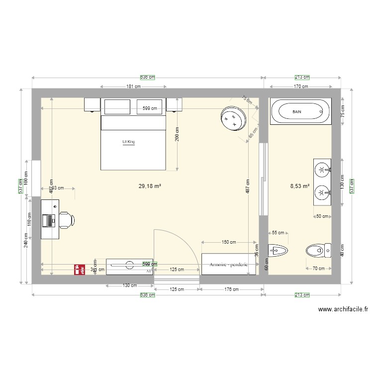 Plan de maison. Plan de 2 pièces et 38 m2