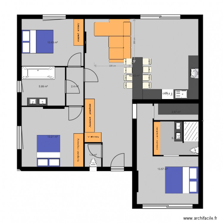 plan maison avec modif cuisine 2. Plan de 0 pièce et 0 m2