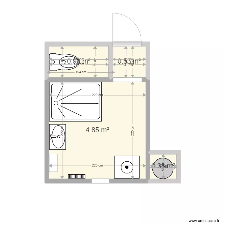 salle de bain Xavier. Plan de 