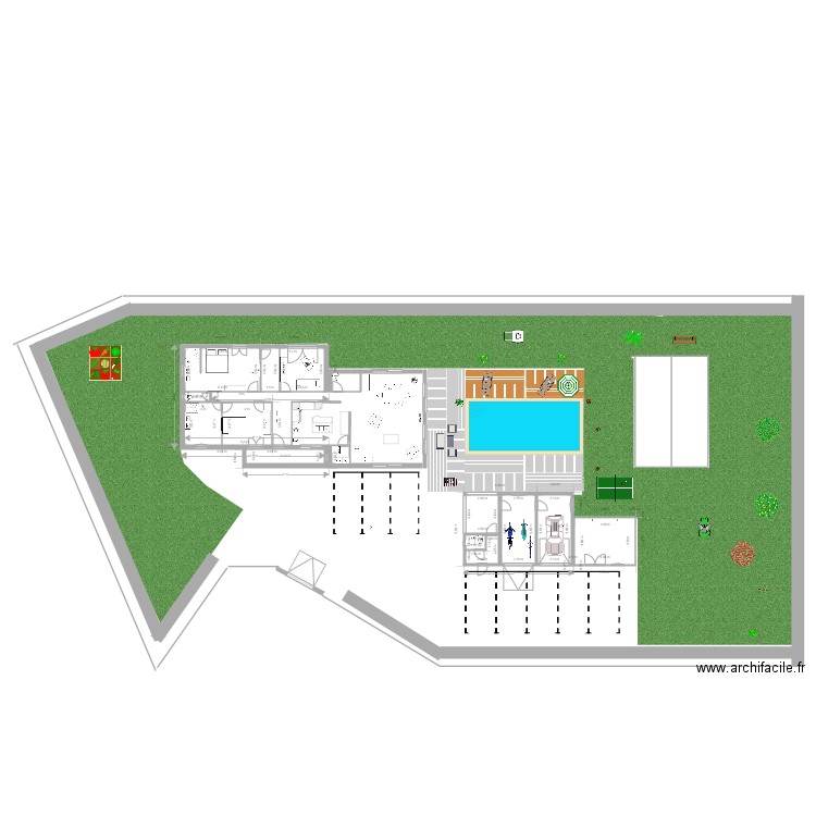 plan maison gareoult troisieme plan  exterieurs et  poul house 8corriges7 et  parking. Plan de 0 pièce et 0 m2