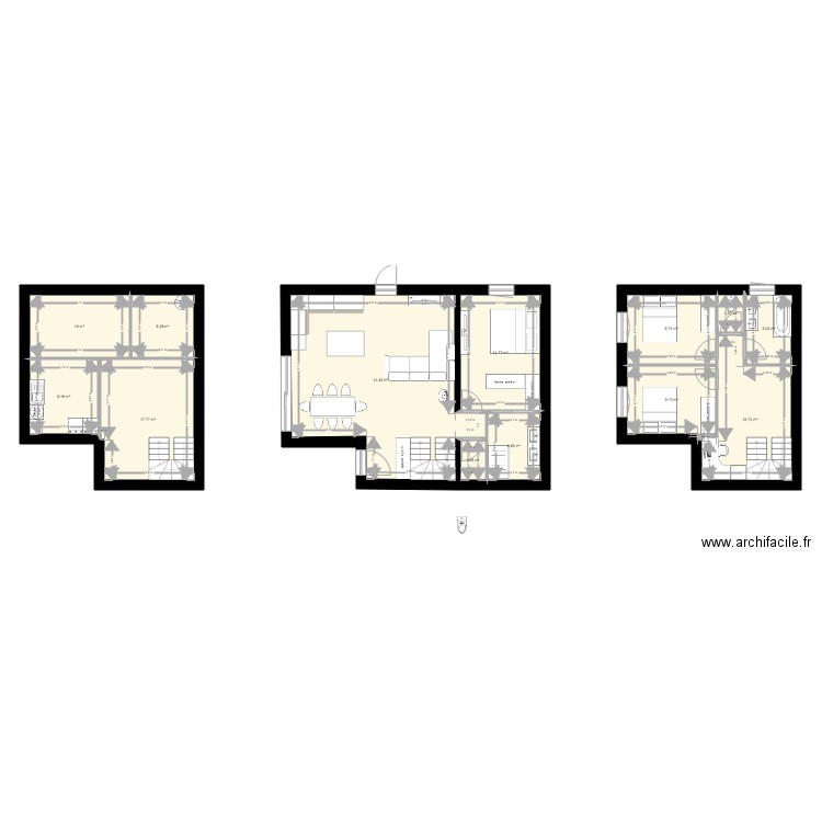 plan maison 3. Plan de 13 pièces et 151 m2