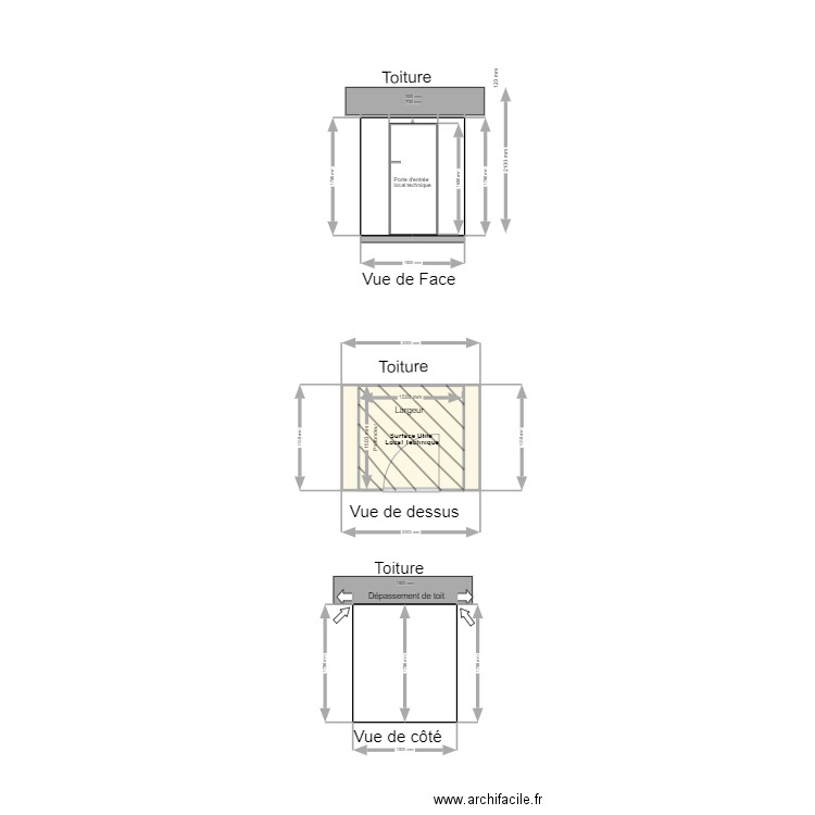 Plan facades. Plan de 2 pièces et 5 m2