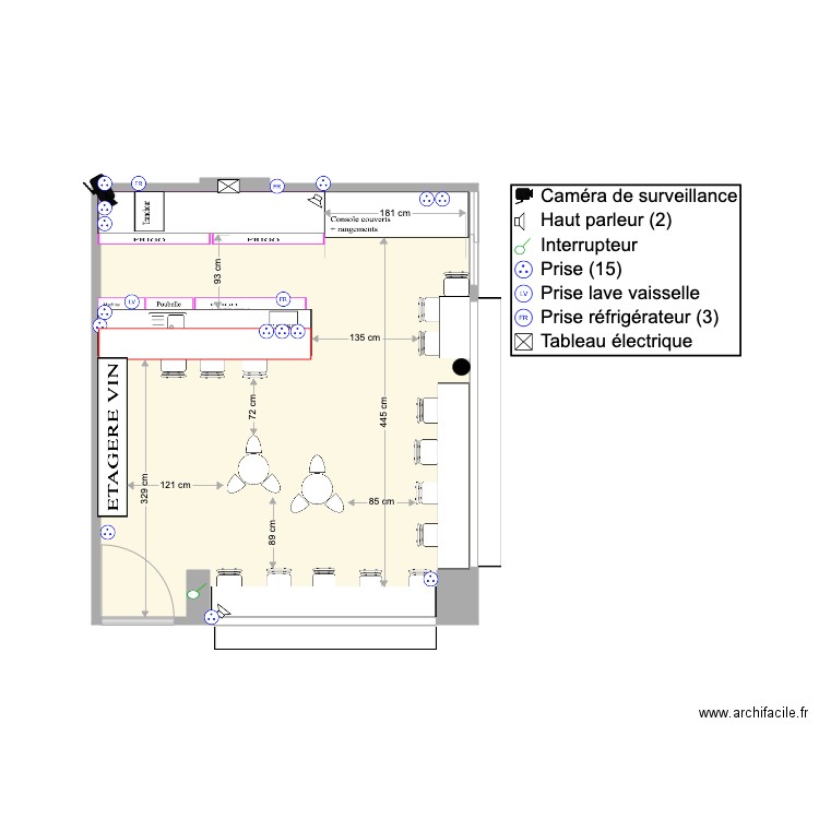 COMPTOIR v10. Plan de 1 pièce et 25 m2