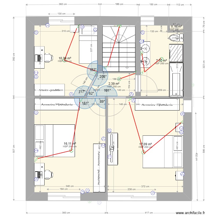 maison 1 corrigé. Plan de 15 pièces et 170 m2