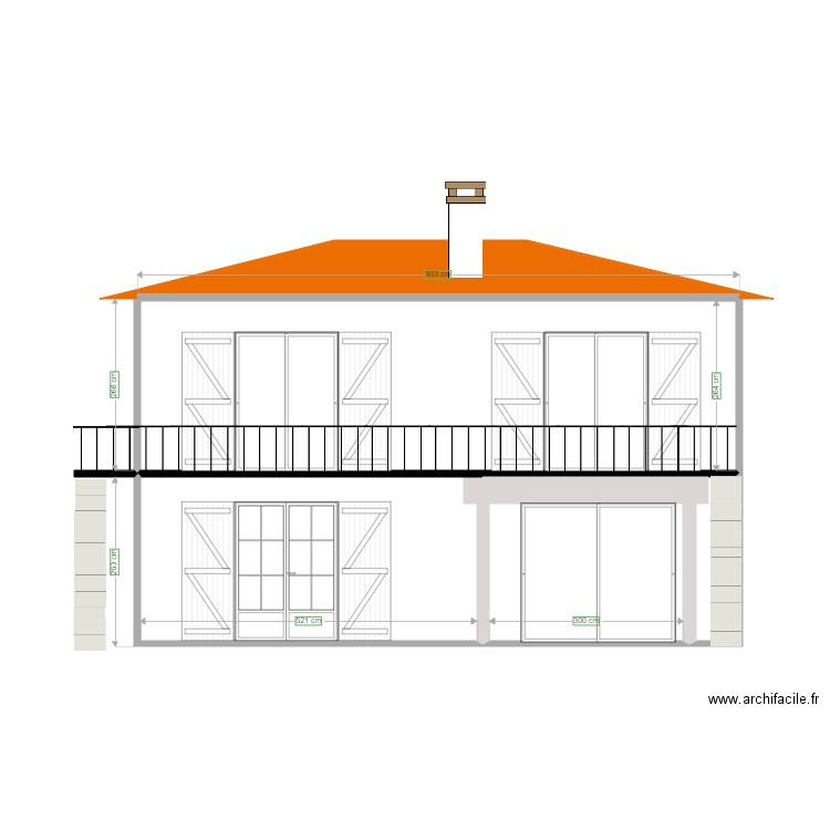 Facade sud. Plan de 0 pièce et 0 m2