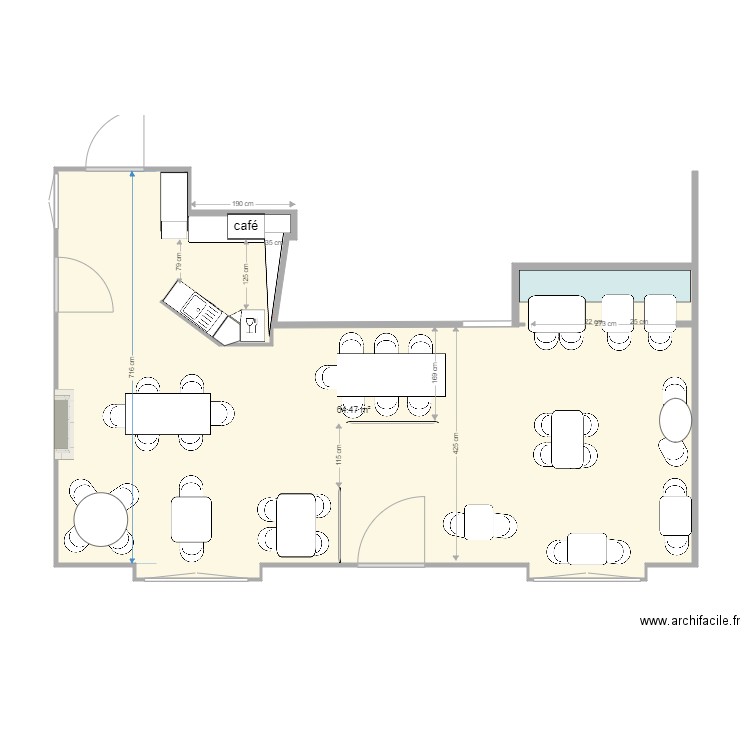 implantation salle et bar Odette. Plan de 0 pièce et 0 m2