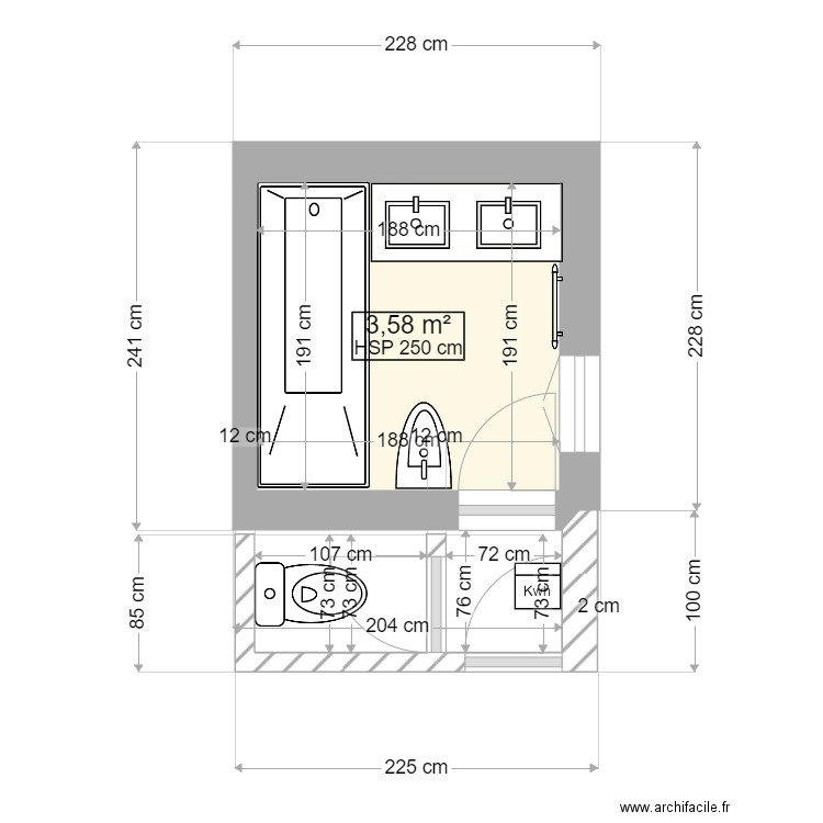 M et Me TOURNEUX-1-. Plan de 1 pièce et 4 m2